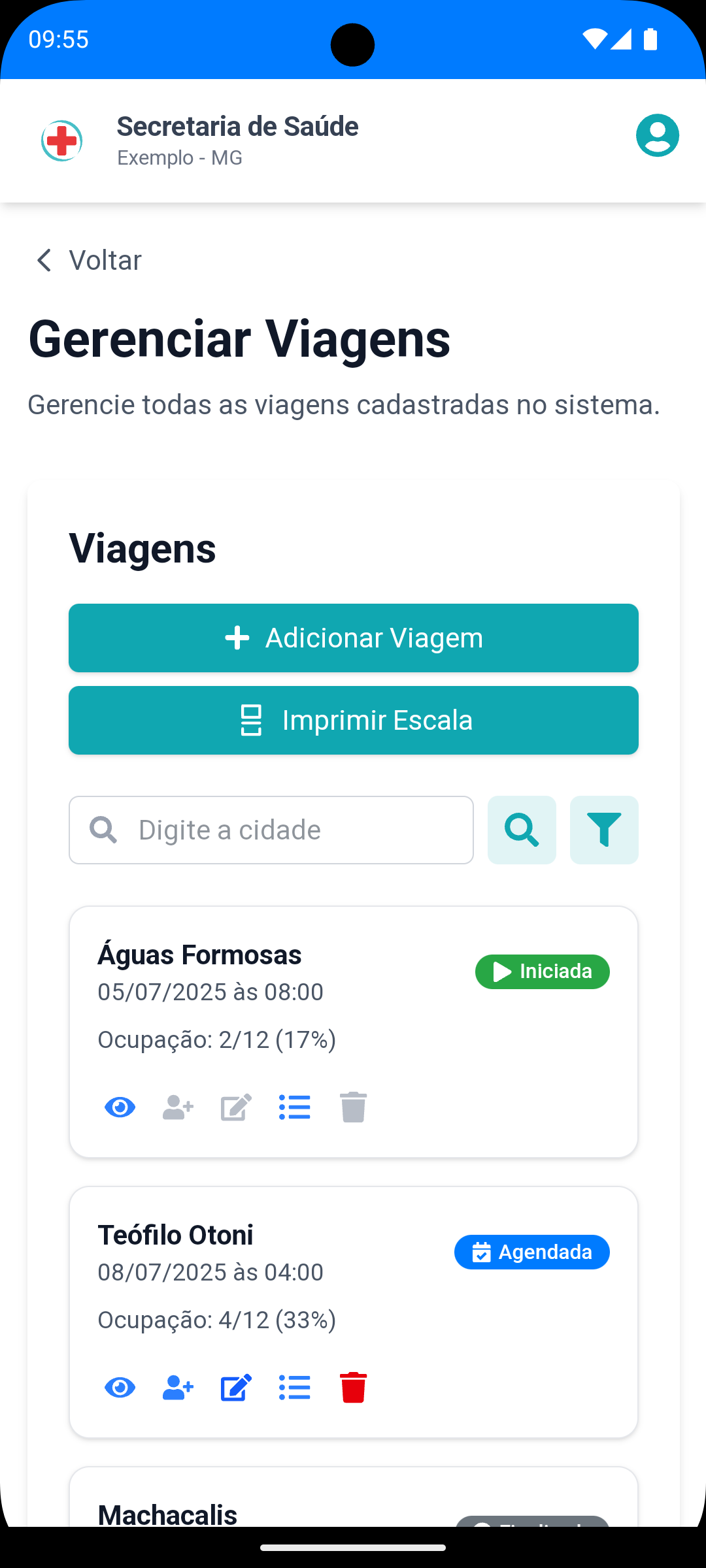 Controle de Viagens